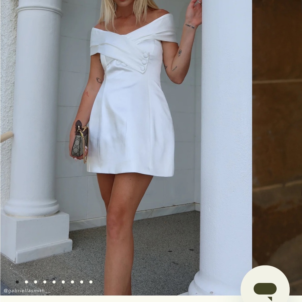 Meshki Off-Shoulder White Mini Dress (Evita style)